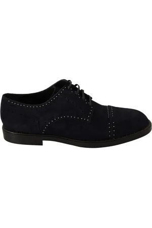 Dolce & Gabbana Sko, Herre, Blå, 44 EU, Læder, Blå Ruskind Derby Studded Sko