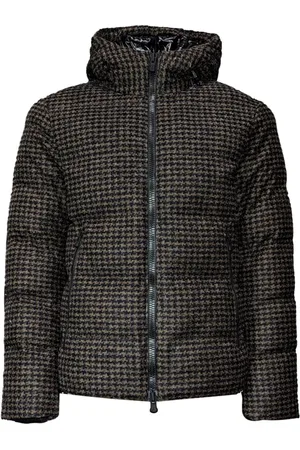 PEOPLE OF SHIBUYA Jakke, Herre, Brun, M, Uld, Brun Houndstooth Quiltet Jakke