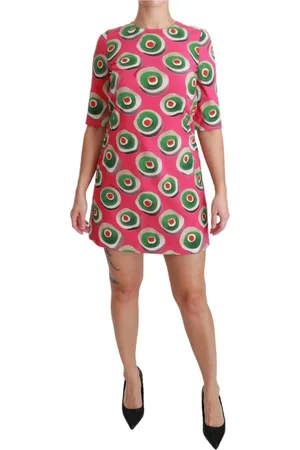 Dolce & Gabbana Kjole, Dame, Flerfarvet, XS, Shiftkjole med Sicily Cupcake Print