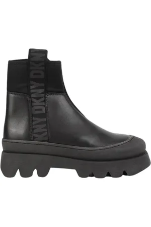 DKNY Sko, Dame, Sort, 36 EU, Læder, Læder Chelsea Støvler med Velcrolukning
