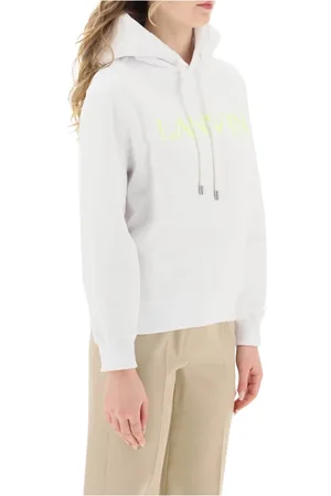 Lanvin Sweathshirts & Hoodies, Dame, Hvid, S, Bomuld, Curb Logo Hættetrøje