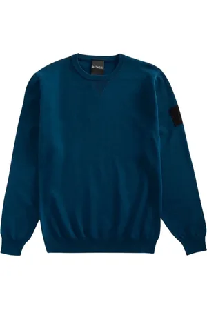 OUTHERE Sweathshirts & Hoodies, Herre, Blå, 2XL, Uld, Blå Rund Hals Jersey