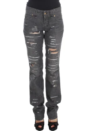 John Galliano Jeans, Dame, Grå, W26, Bomuld, Grå Vasket Straight Fit Jeans