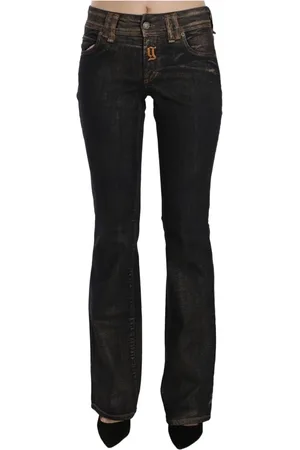 John Galliano Jeans, Dame, Sort, W25, Bomuld, Sort Vasket Mellemhøj Talje Flare Jeans