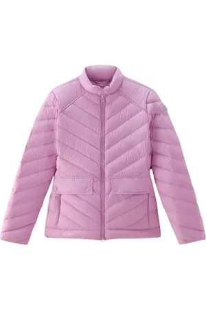 Woolrich Jakke, Dame, Lilla, L, Uld, Chevron Quiltet Kort Jakke