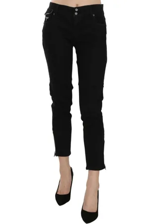 John Galliano Jeans, Dame, Sort, W24, Denim, Sorte Cropped Denim Bukser