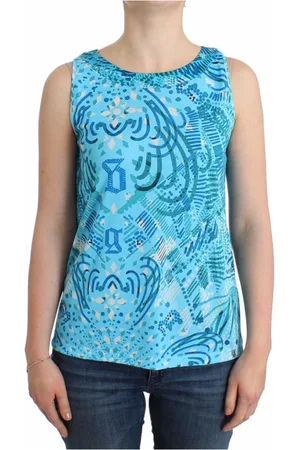 John Galliano Top, Dame, Flerfarvet, XS, Polyester, Blå Printet Tank Top
