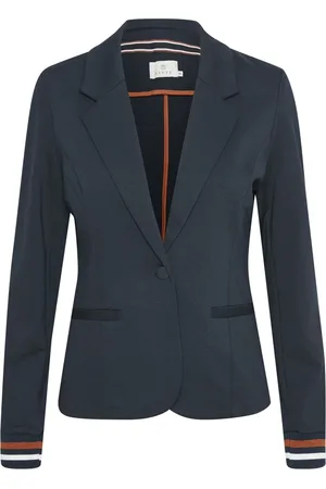Kaffe Jakke, Dame, Blå, S, Uld, Sporty Blazer med Farverige Striber