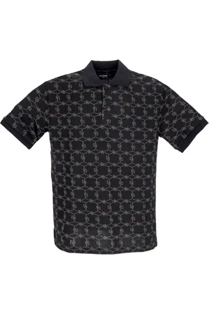 DOLLY NOIRE Top, Herre, Sort, XL, Monogram Jacquard Oversize Polo