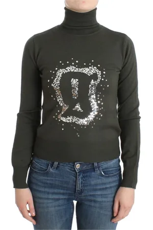 John Galliano Strik, Dame, Grøn, XS, Uld, Grøn uld turtleneck sweater