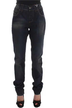 John Galliano Jeans, Dame, Blå, W26, Bomuld, Blå Vask Boyfriend Fit Jeans