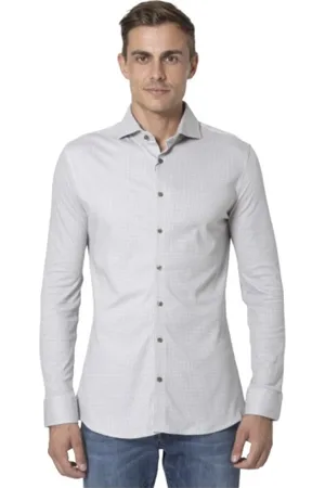 DESOTO Skjorte, Herre, Hvid, XL, Bomuld, Hvid Houndstooth Luxury Line Skjorte