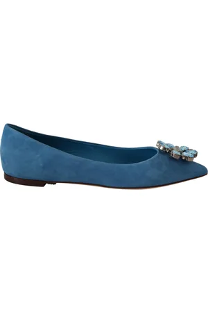 Dolce & Gabbana Sko, Dame, Blå, 35 EU, Læder, Blå Ruskind Krystal Loafers Flade Sko