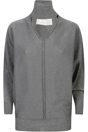 CIRCUS HOTEL Strik, Dame, Grå, 2XS, Uld, Grå Viskose Turtleneck Sweater