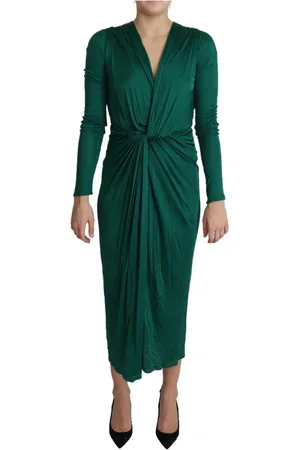 Dolce & Gabbana Kjole, Dame, Grøn, XS, Organza, Grøn Kropsnær Silhuet Midi Viskosekjole