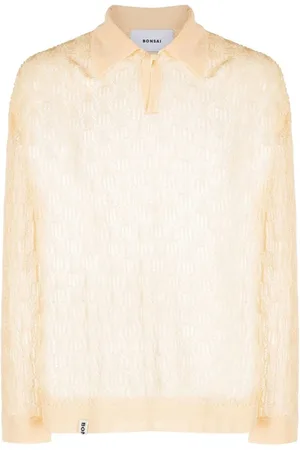 BONSAI Top, Herre, Hvid, S, Uld, Ivory Hvid Open-Knit Polo Shirt