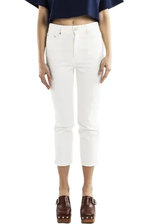 Ami Jeans, Dame, Hvid, W28, Bomuld, Hvide Cropped Jeans, Slim Fit, Ankellængde