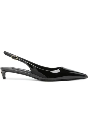 Dolce & Gabbana Sko, Dame, Sort, 37 1/2 EU, Læder, Sort Patentlæder Slingback Pumps med Lav Hæl