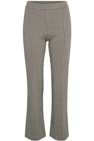 Part Two Bukser, Dame, , XS, Uld, Sort Houndstooth Straight-Leg Bukser