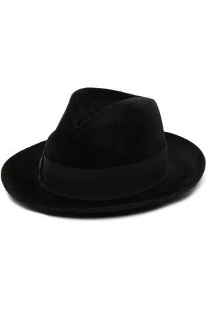 Borsalino Tilbehør, Herre, Sort, 56 CM, Uld, Sort filt hat med guldtone trim