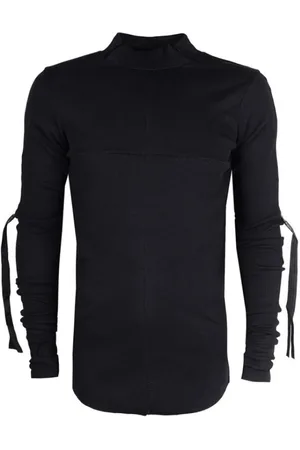 LA HAINE INSIDE US Top, Herre, Sort, 2XL, Bomuld, Tekstureret Stribet Langærmet