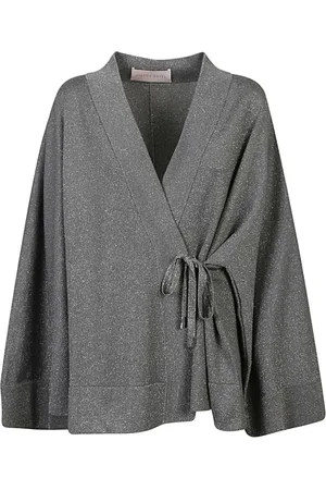 CIRCUS HOTEL Strik, Dame, Grå, XS, Grå Viskose Kort Kimono Kjole