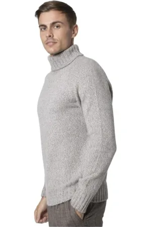 Gran Sasso Strik, Herre, Grå, M, Uld, Blød Ribbet Turtleneck Sweater