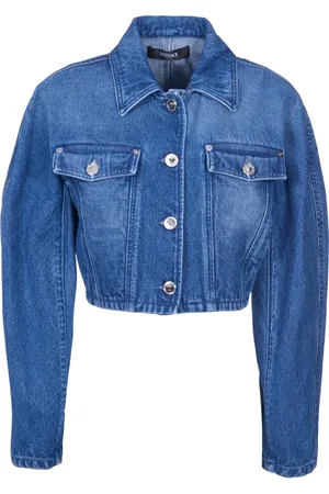 VERSACE Jakke, Dame, Blå, S, Uld, Metallic Pinafore Jakker