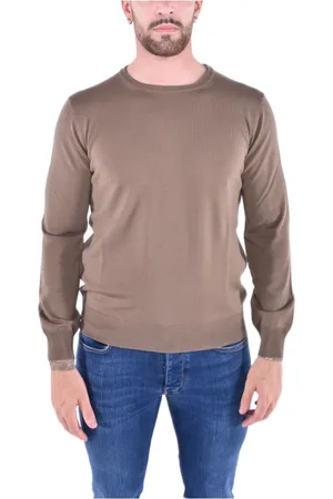 KANGRA CASHMERE Sweathshirts & Hoodies, Herre, Brun, L, Uld, Crew Neck Sweater