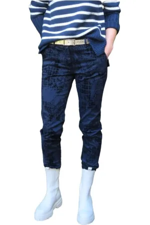 Masons Bukser, Dame, Blå, S, Bomuld, Slim Velvet New York Bukser med Mønster