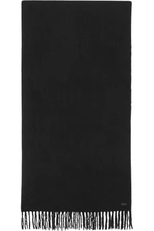 Saint Laurent Tilbehør, Dame, Sort, ONE SIZE, Uld, Sort frynset tørklæde