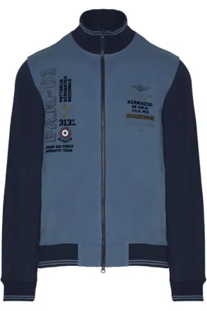 Aeronautica Militare Sweathshirts & Hoodies, Herre, Blå, 2XL, Bomuld, To-farvet Lynlås Vest