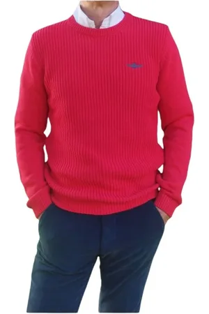 Aeronautica Militare Strik, Herre, Rød, M, Bomuld, Bomuld Strik Rund Hals Sweater