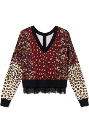 Twin-Set Bluser & Skjorter, Dame, Flerfarvet, XL, Tyl, Leopard Blomstret Cardigan Sæt