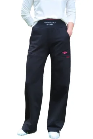 Aeronautica Militare Bukser, Dame, Sort, S, Bomuld, Bred Joggingbukser i Bomuldsblanding