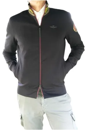 Aeronautica Militare Sweathshirts & Hoodies, Herre, Sort, 4XL, Bomuld, Lynlås Jakke