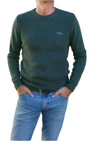 Aeronautica Militare Strik, Herre, Grøn, L, Bomuld, Bomuld Strik Rund Hals Sweater
