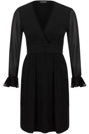 Twin-Set Kjole, Dame, Sort, 2XS, Bomuld, Jersey V-hals A-formet Kjole