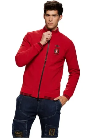 Aeronautica Militare Sweathshirts & Hoodies, Herre, Rød, XL, Bomuld, Lynlås Vest med Kontrastlinjer
