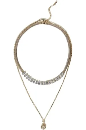 Twin-Set Tilbehør, Dame, Gul, ONE SIZE, Strass og Oval Halskæde Sæt