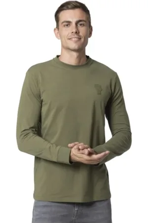 Karl Lagerfeld Top, Herre, Grøn, M, Bomuld, Olivengrøn langærmet T-shirt