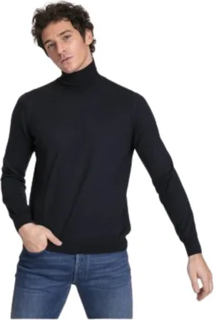 Gran Sasso Strik, Herre, Blå, 4XL, Uld, bluse
