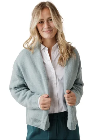 Drykorn Strik, Dame, Blå, L, Uld, Blå Ribstrikket Cardigan