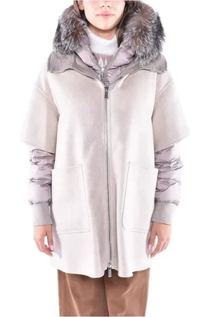 MOORER Frakke, Dame, Lyserød, L, Cashmere, Luksuriøs Cashmere Frakke med Aftagelig Dunjakke