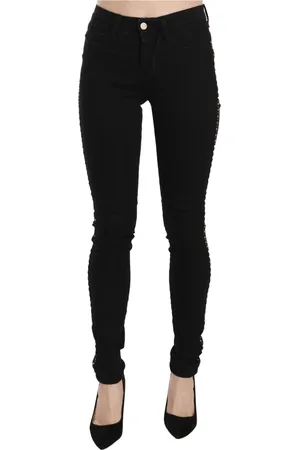 Costume National Jeans, Dame, Sort, W26, Denim, Sort udsmykket skinny denim jeans med mellemhøj talje