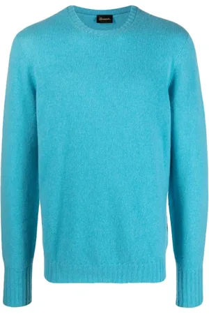 DRUMOHR Strik, Herre, Blå, L, Cashmere, Klarblå Cashmere Sweater