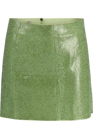 Nué Notes Nederdel, Dame, Grøn, M, Uld, Grøn Rhinestone A-line Mini Nederdel