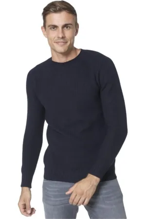 Gran Sasso Sweathshirts & Hoodies, Herre, Blå, 2XL, Uld, Marineblå Striktrøje