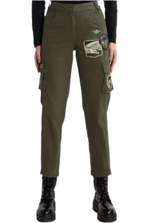 Aeronautica Militare Bukser, Dame, Grøn, XS, Bomuld, Cargo Bukser i Regular Fit