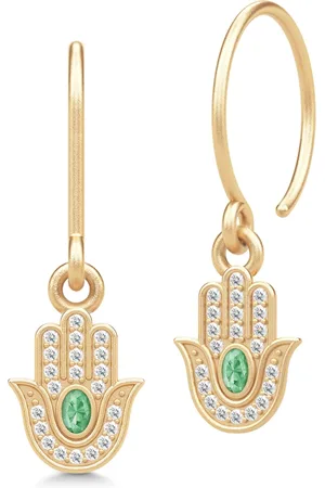 Julie Sandlau Tilbehør, Dame, Gul, ONE SIZE, Hamsa Protection Øreringe